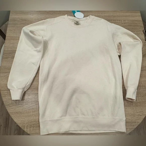 Comfort Colors Men's Off-White Crewneck Sweater - Picture 5 of 6